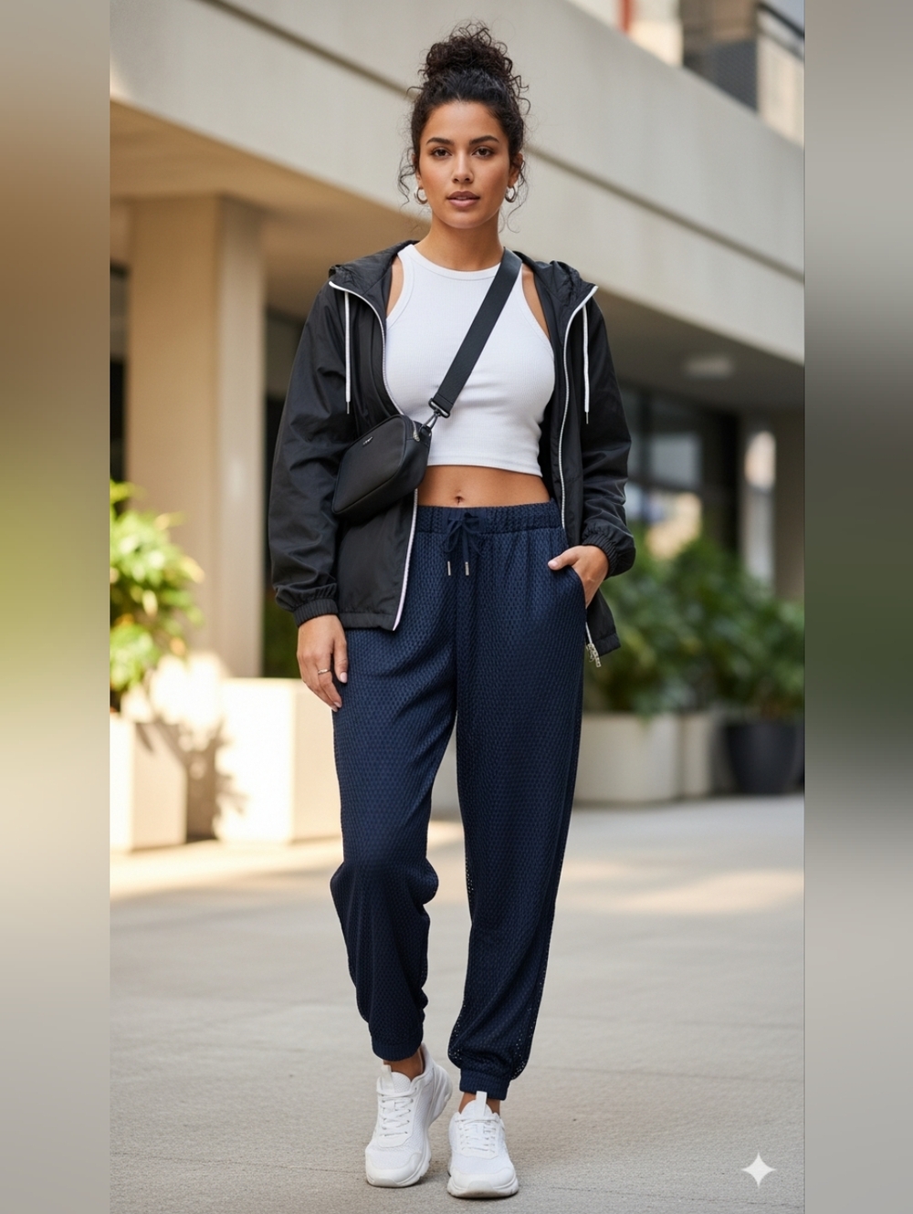 Blue Mesh Athletic Pants